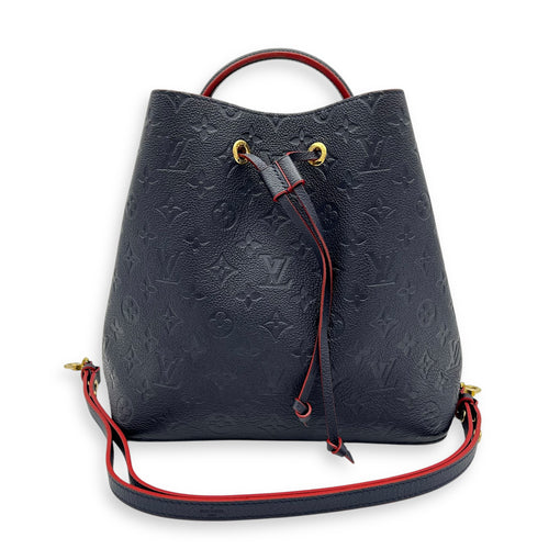 NeoNoe Bucket Bag MM Blue in Empreinte Leather, Silver hardware
