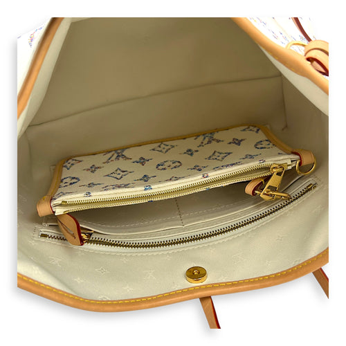 Carryall Shoulder Bag PM White in Canvas, Gold hardware