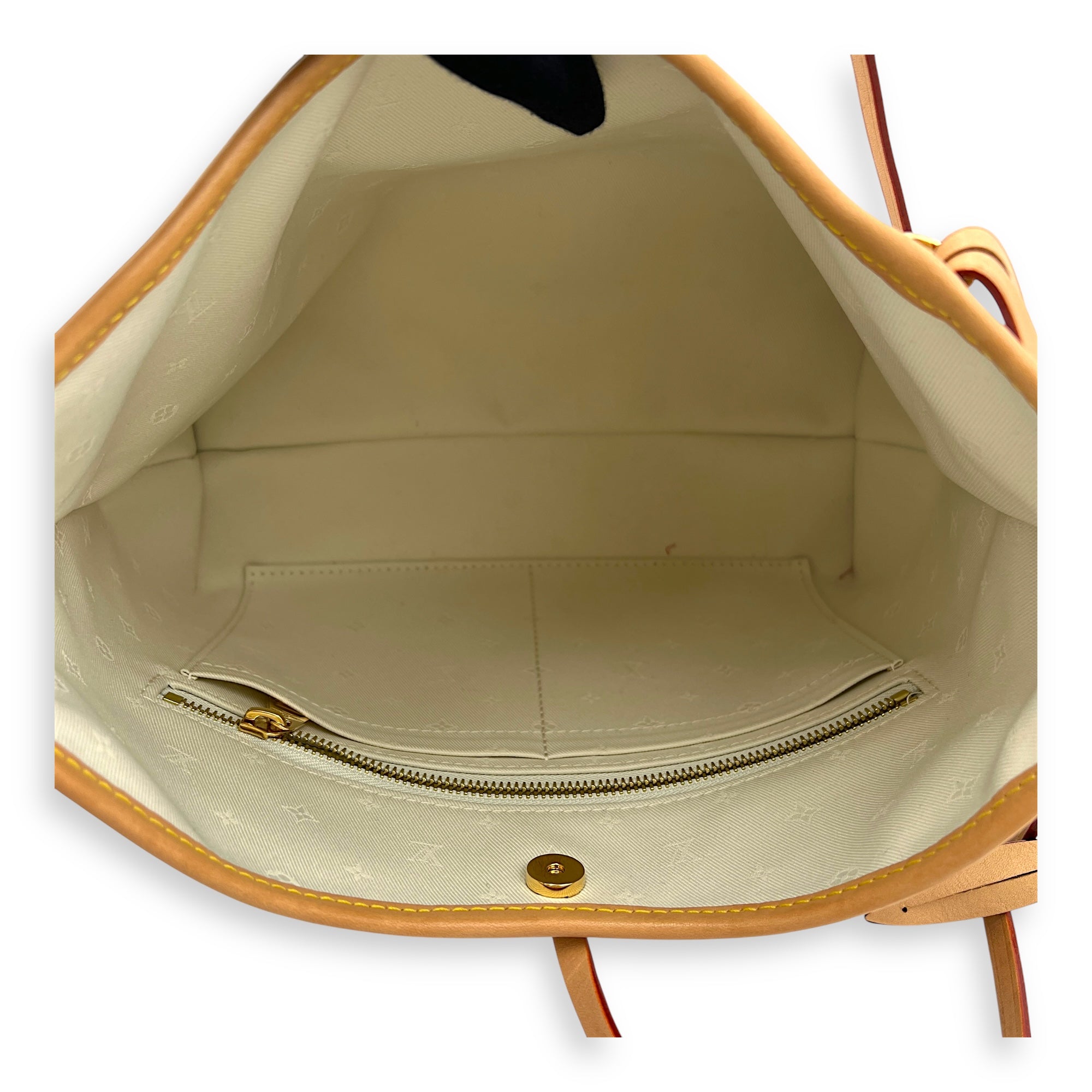 Carryall Shoulder Bag PM White in Canvas, Gold hardware