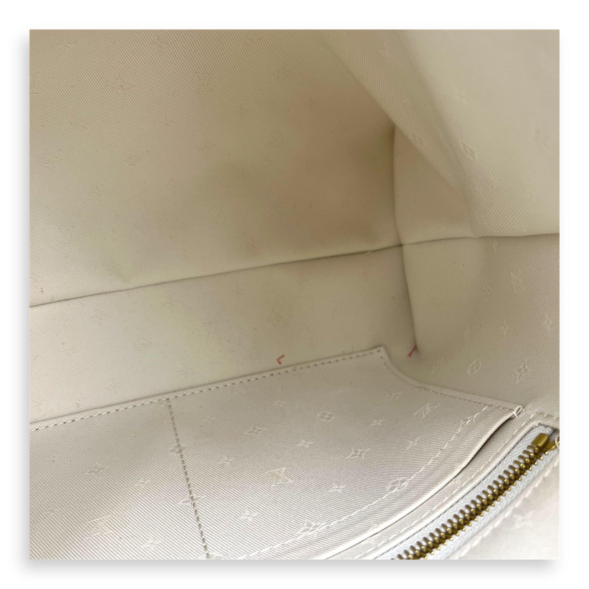 Carryall Shoulder Bag PM White in Canvas, Gold hardware