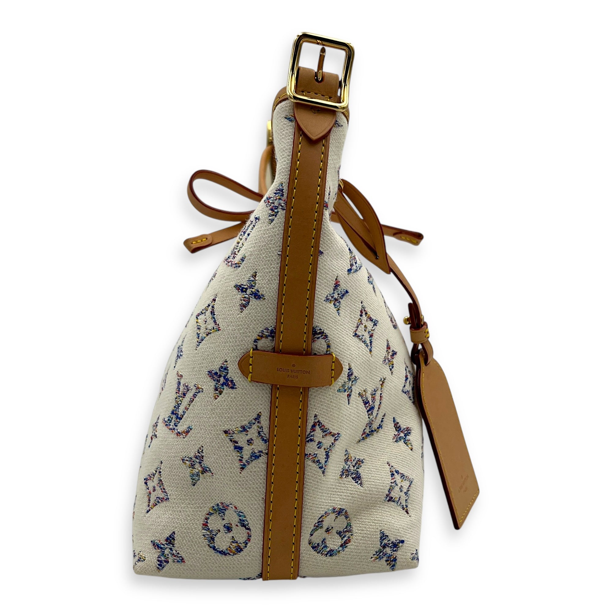 Carryall Shoulder Bag PM White in Canvas, Gold hardware