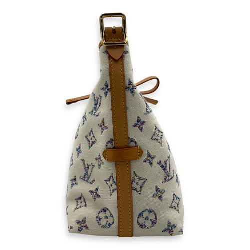 Carryall Shoulder Bag PM White in Canvas, Gold hardware