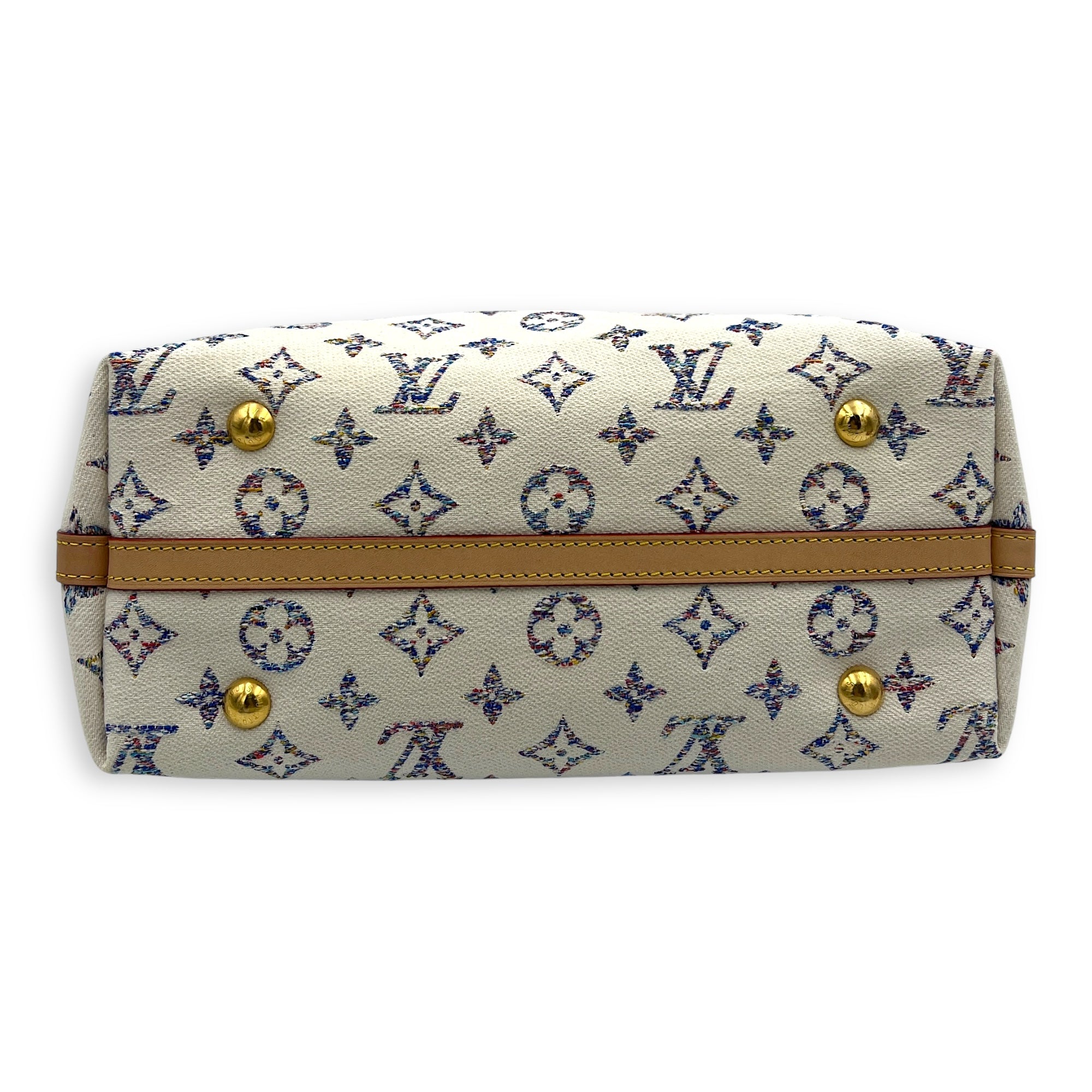 Carryall Shoulder Bag PM White in Canvas, Gold hardware