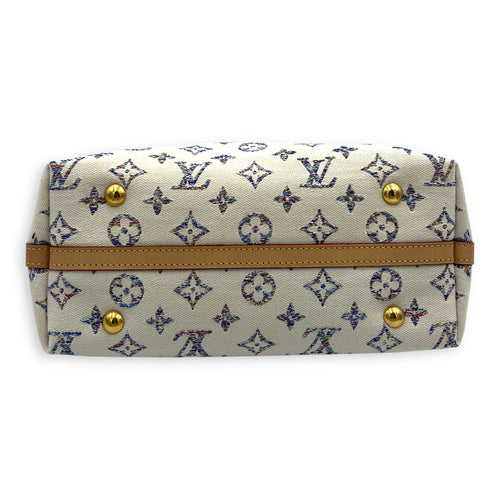 Carryall Shoulder Bag PM White in Canvas, Gold hardware