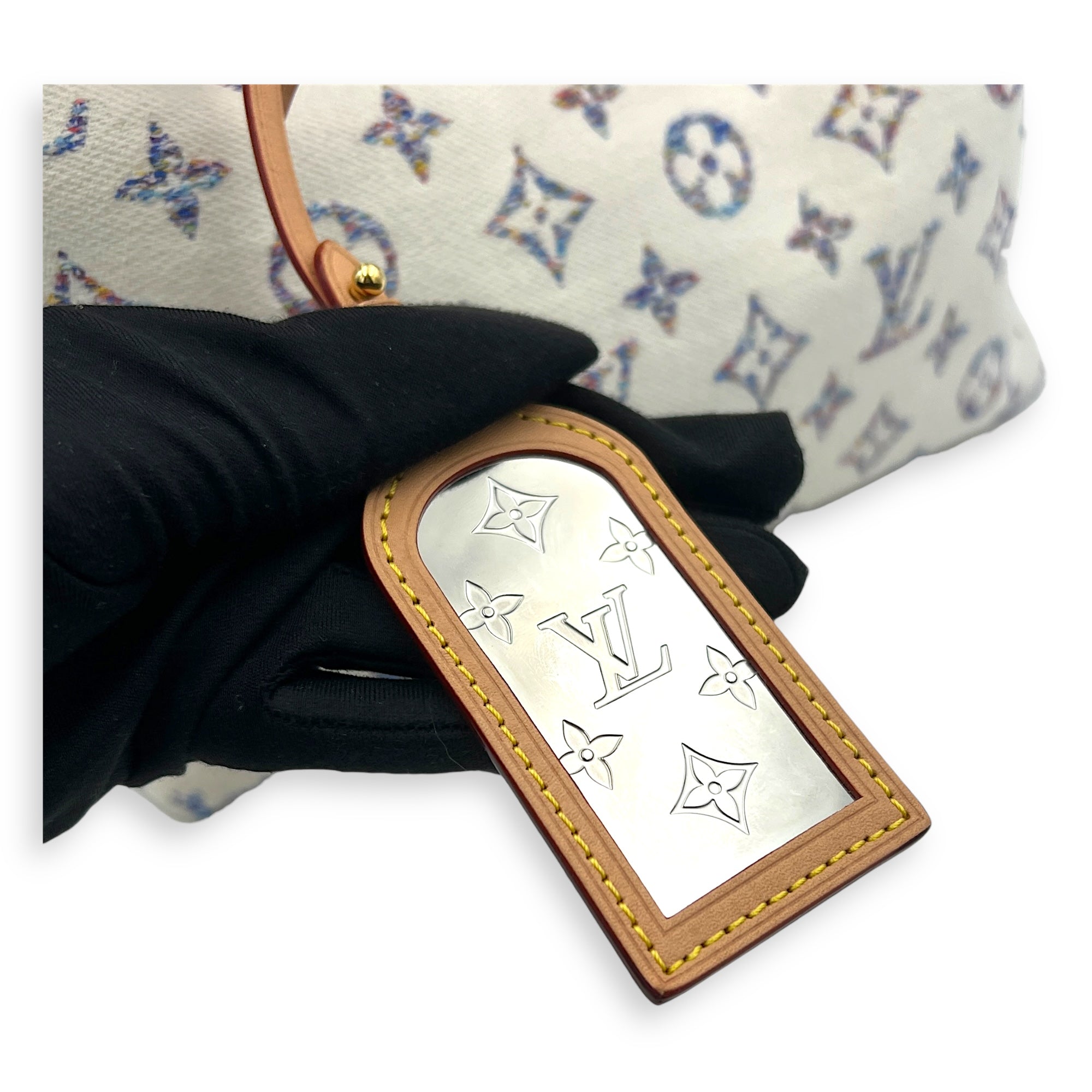 Carryall Shoulder Bag PM White in Canvas, Gold hardware