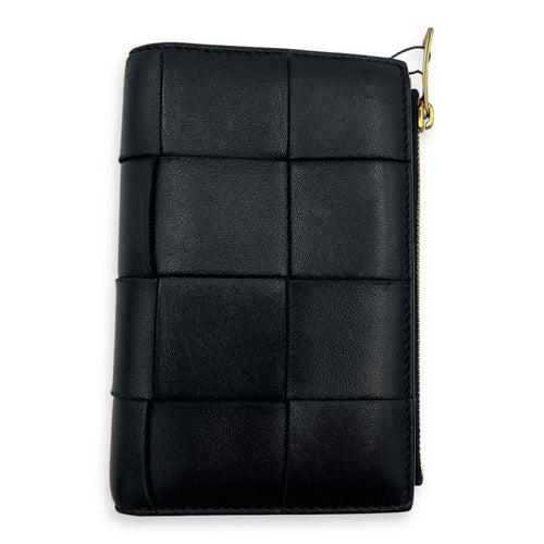 Cassette Wallet Black in Lambskin, Gold hardware