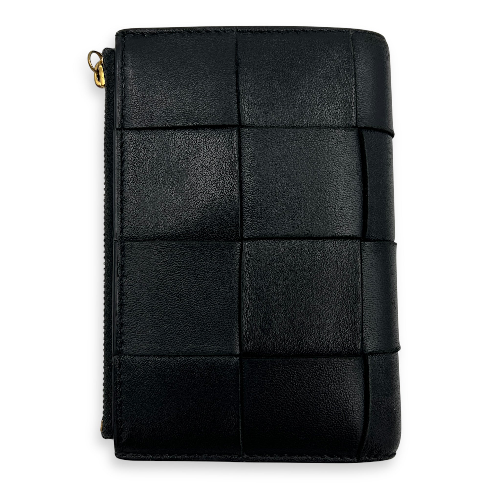 Cassette Wallet Black in Lambskin, Gold hardware
