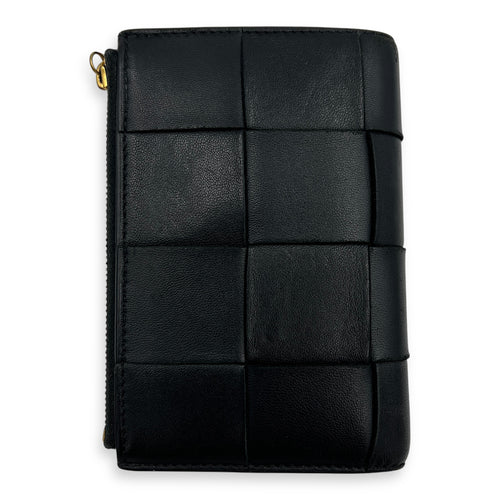 Cassette Wallet Black in Lambskin, Gold hardware