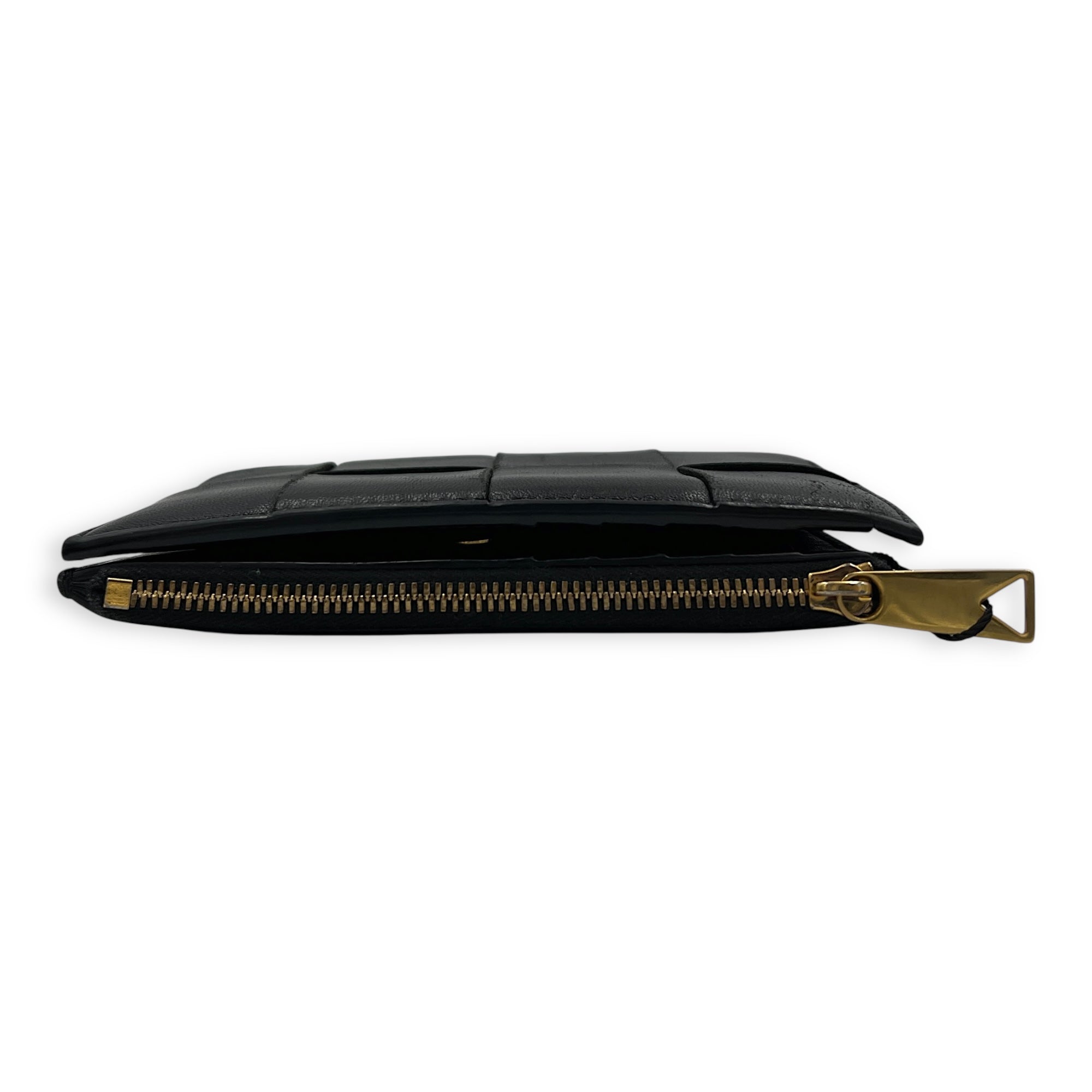 Cassette Wallet Black in Lambskin, Gold hardware