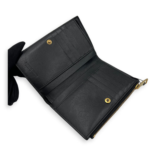 Cassette Wallet Black in Lambskin, Gold hardware