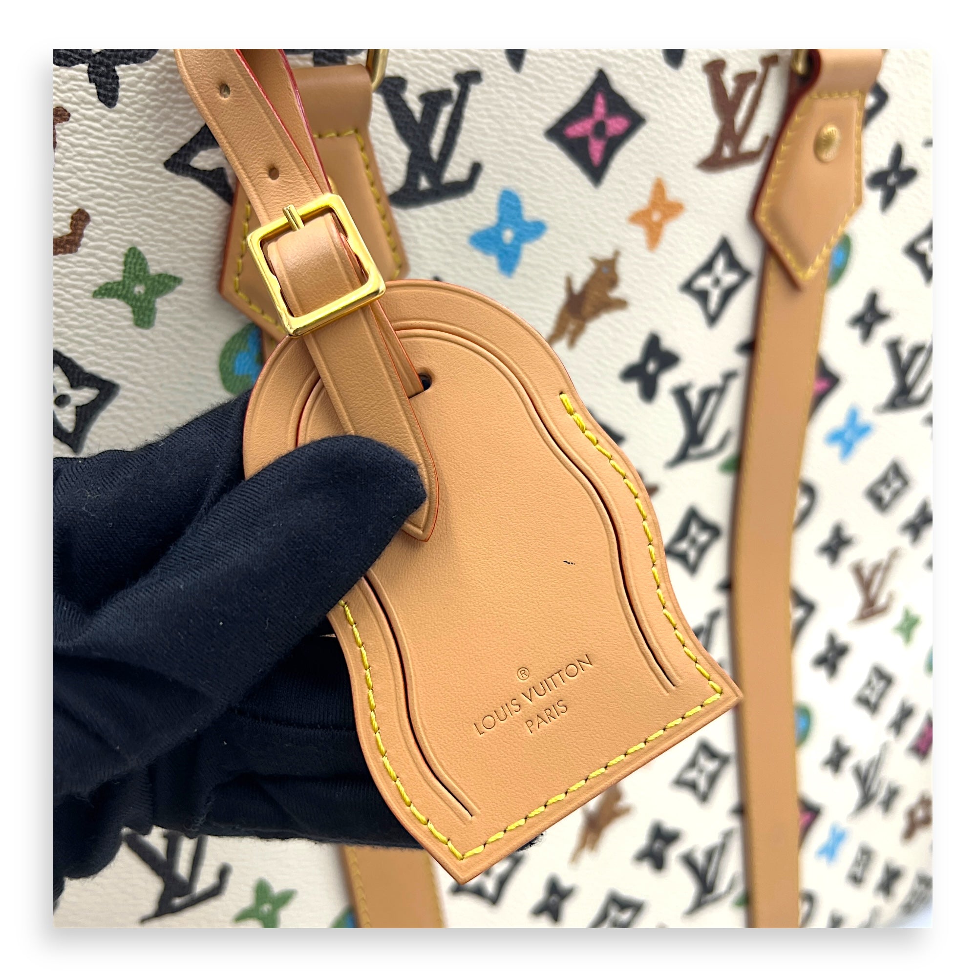 Sac Plat Shoulder Bag White in Coated Canvas, Gold hardware