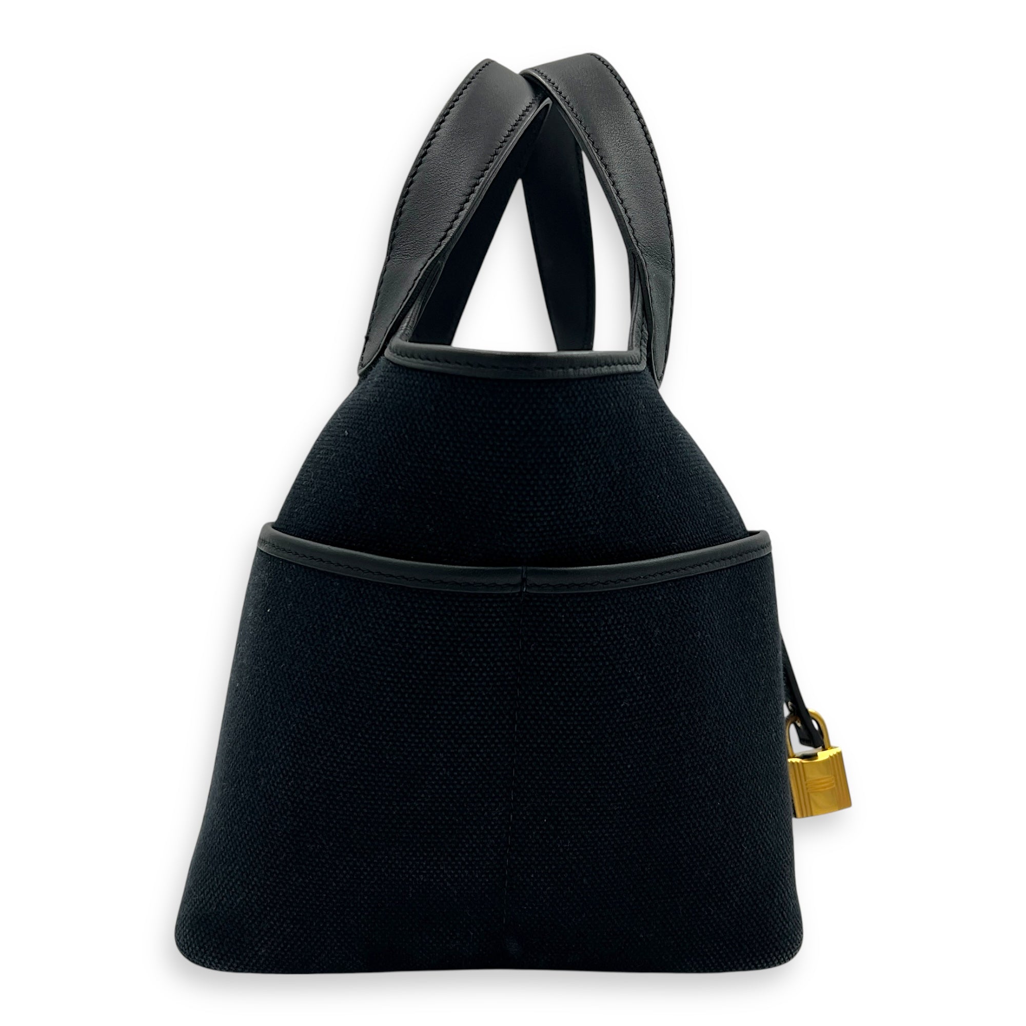 Picotin Cargo 18 Bleu Marine/ Caban Bucket Bag in Denim, Gold hardware