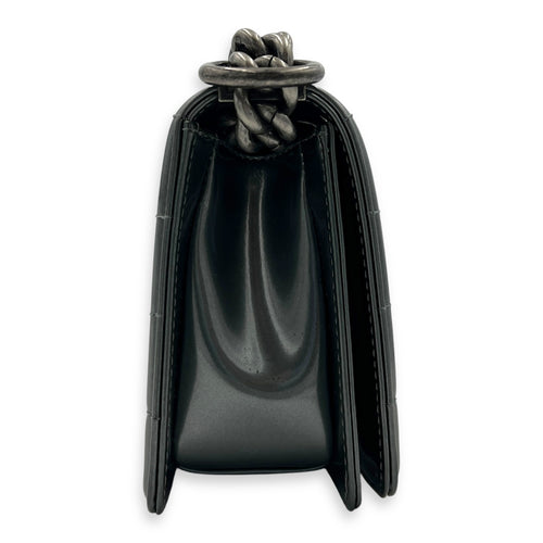 Boy Shoulder Bag Mini Silver in Patent Leather, Ruthenium hardware