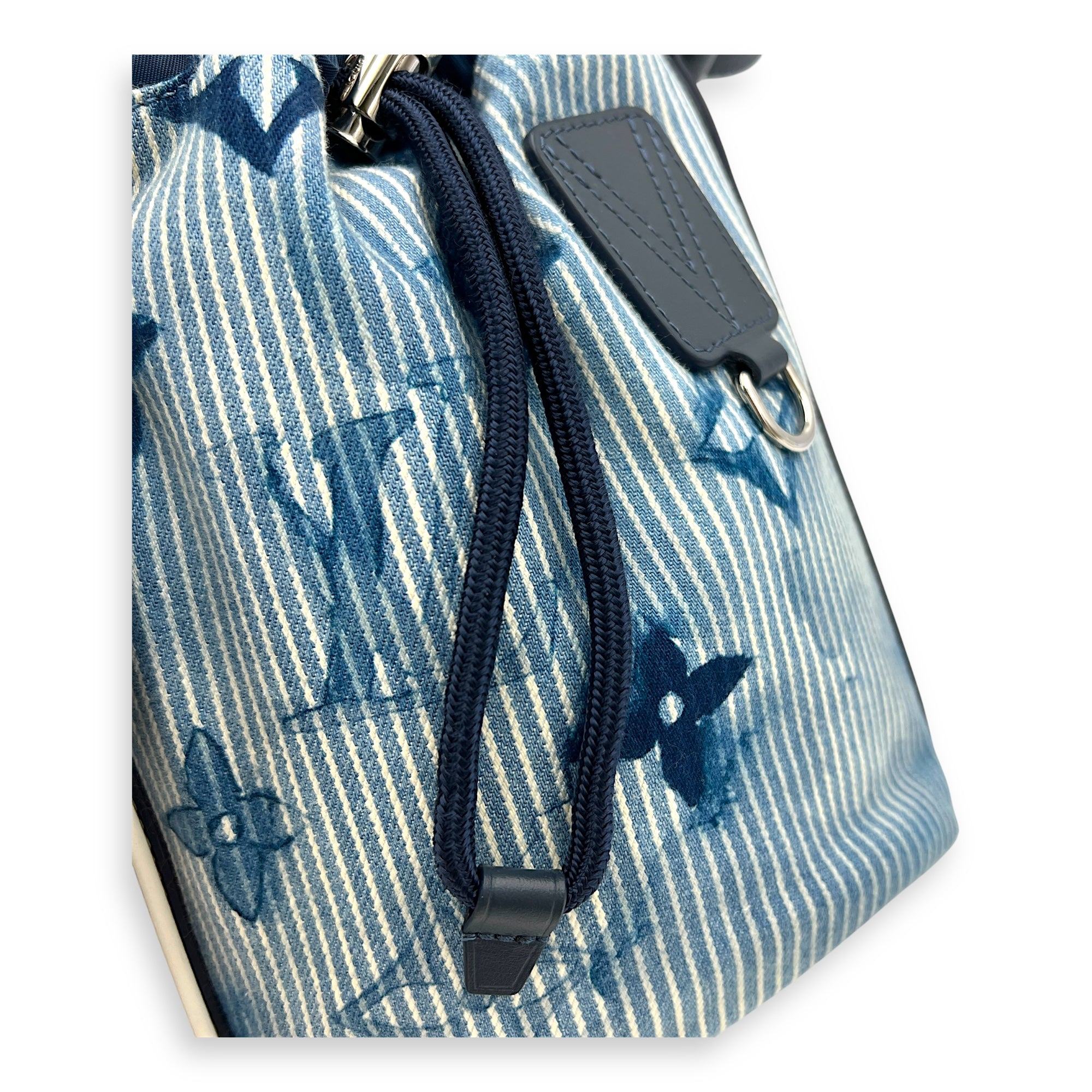 Sac Manin Shoulder Bag Blue in Canvas, Silver hardware