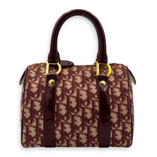 Trotteur Hand Bag Red in Canvas, Gold hardware