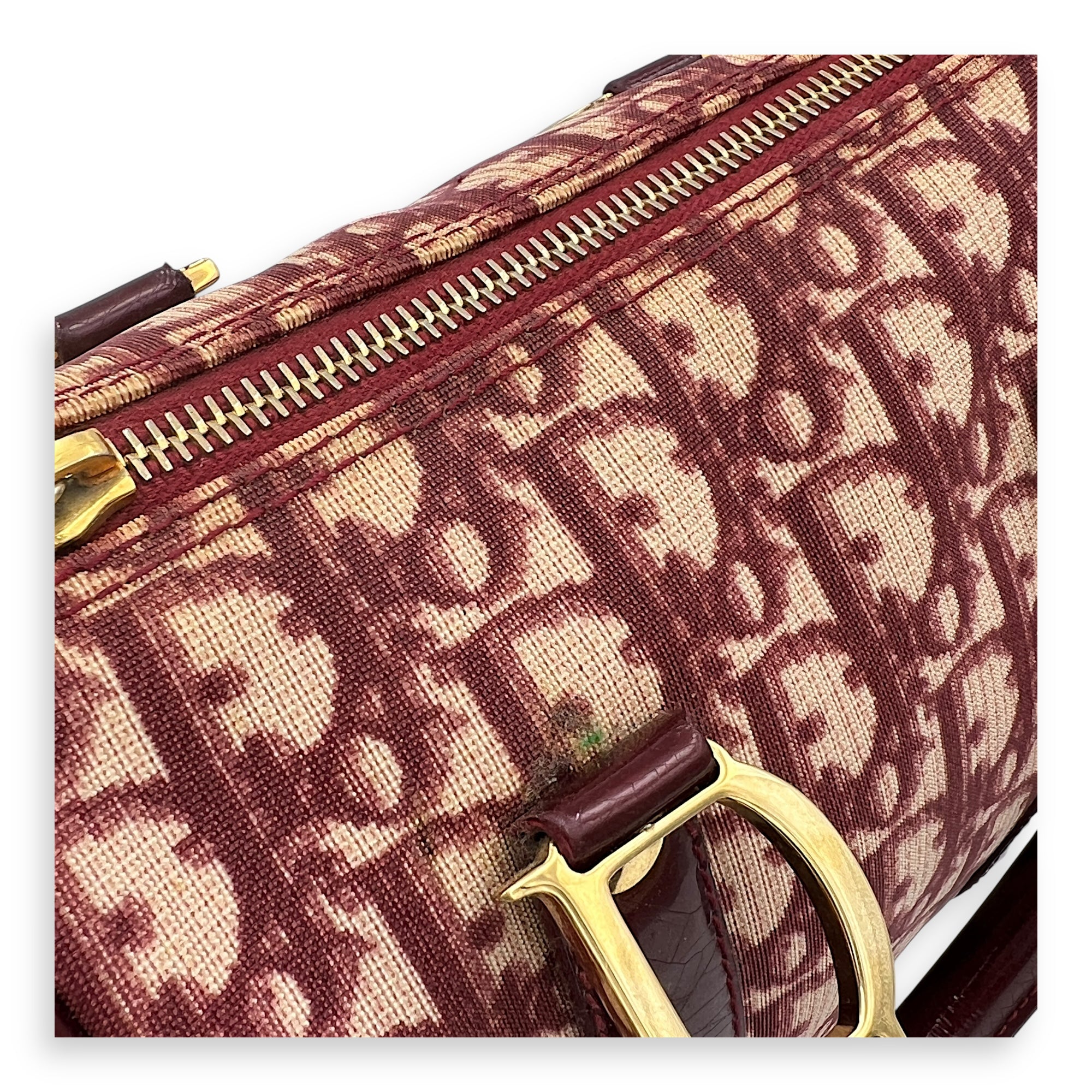 Trotteur Hand Bag Red in Canvas, Gold hardware