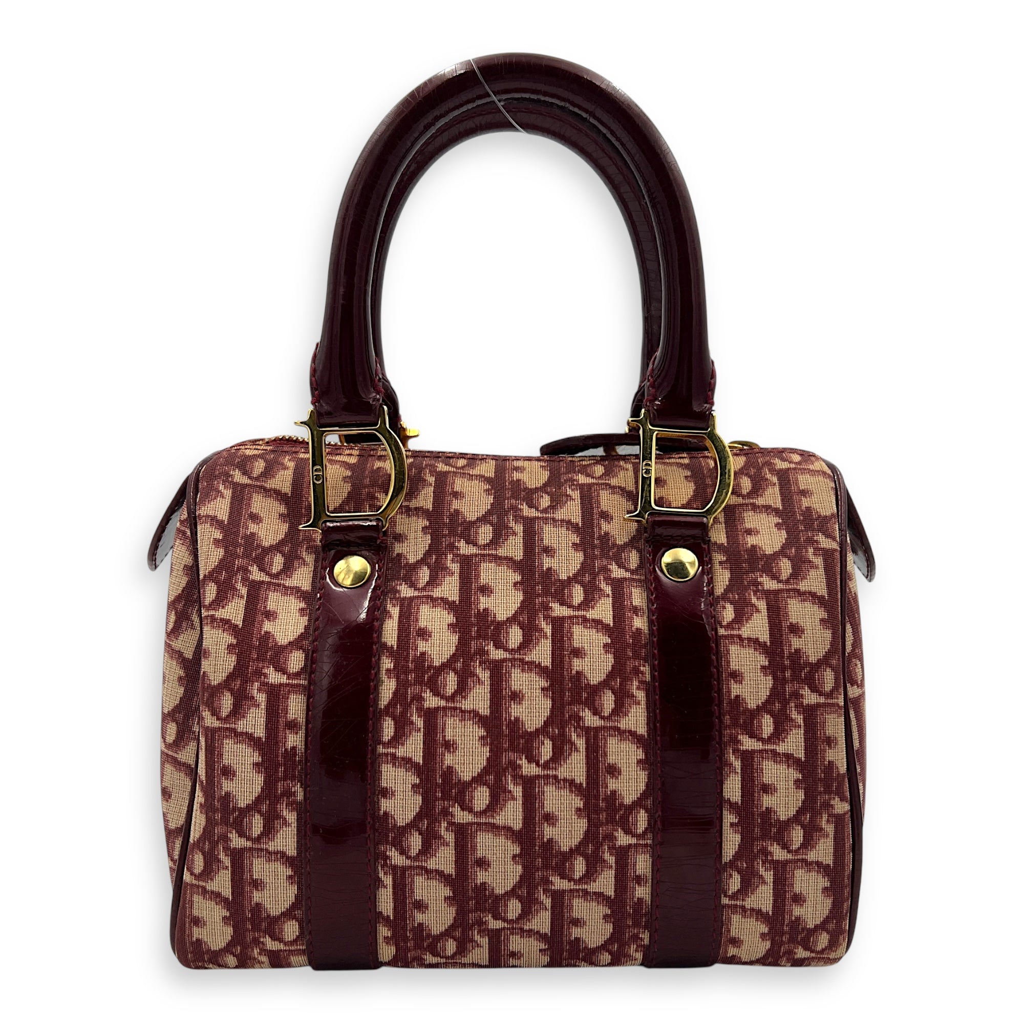 Trotteur Hand Bag Red in Canvas, Gold hardware