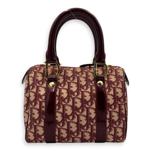 Trotteur Hand Bag Red in Canvas, Gold hardware