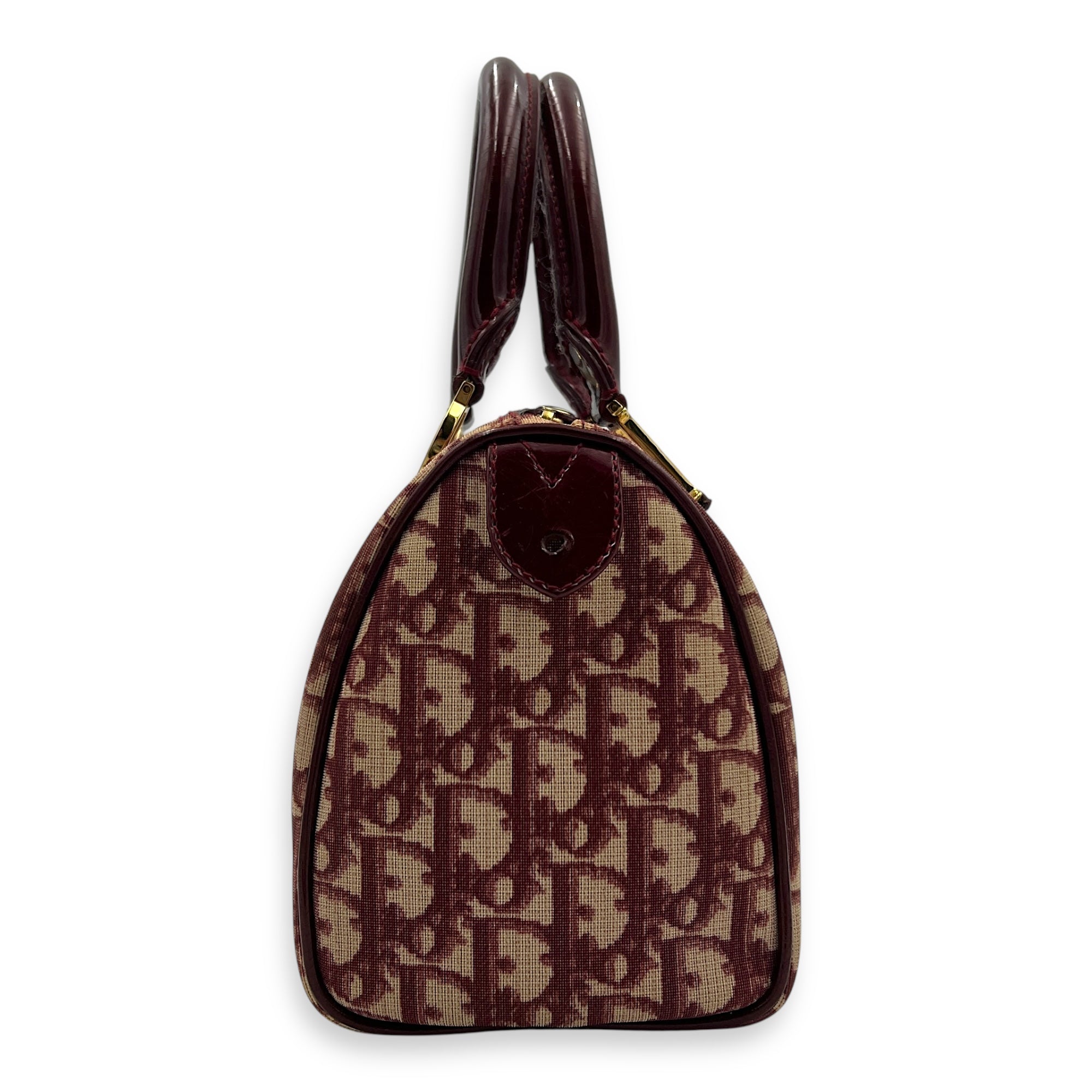 Trotteur Hand Bag Red in Canvas, Gold hardware