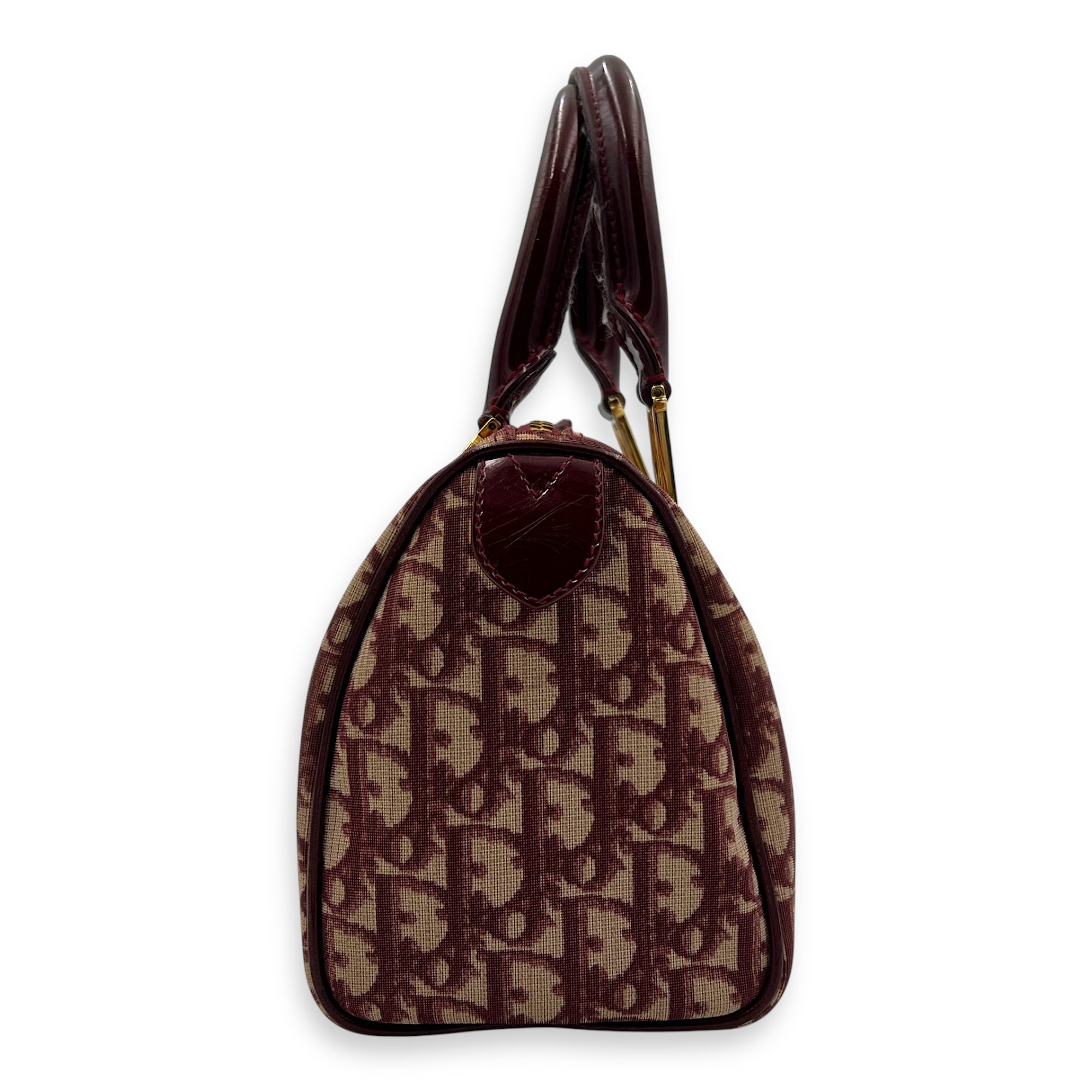 Trotteur Hand Bag Red in Canvas, Gold hardware