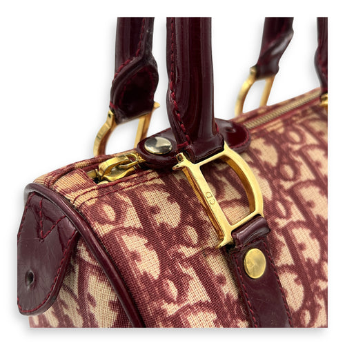 Trotteur Hand Bag Red in Canvas, Gold hardware