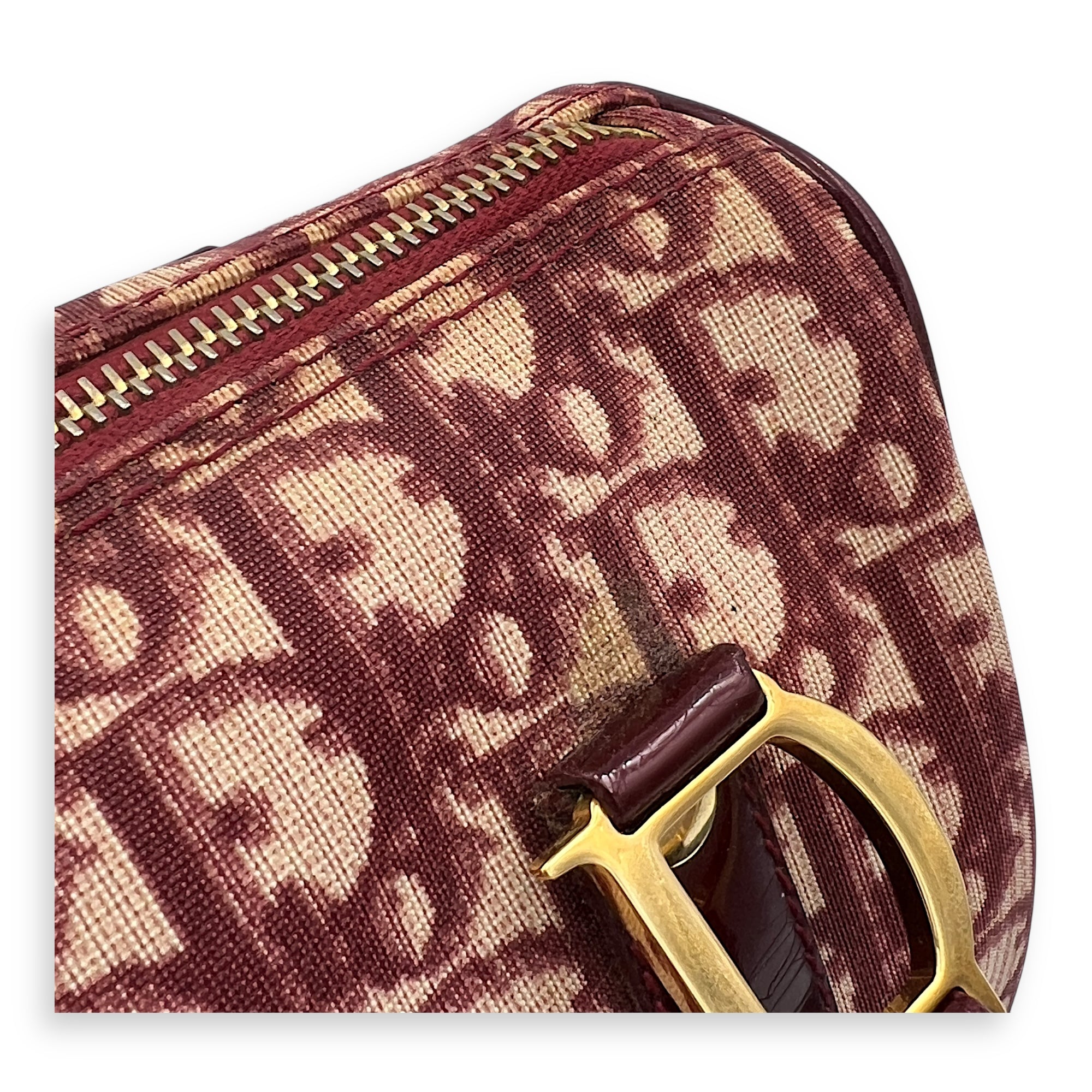 Trotteur Hand Bag Red in Canvas, Gold hardware