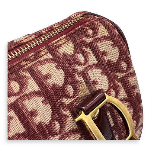 Trotteur Hand Bag Red in Canvas, Gold hardware