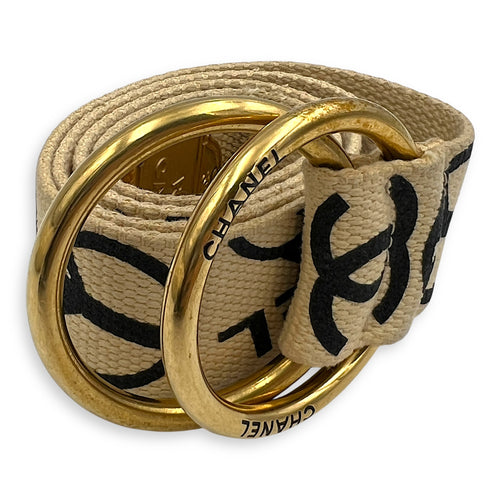 Rue Cambon Belt Beige in Canvas, Gold hardware