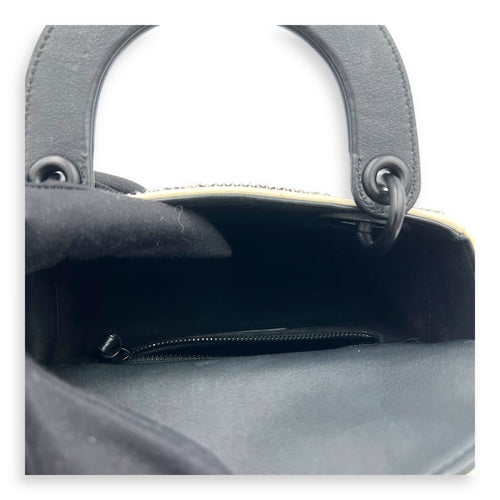 Lady Dior Top Handle Bag Mini White in Calfskin, MATTE BLACK hardware