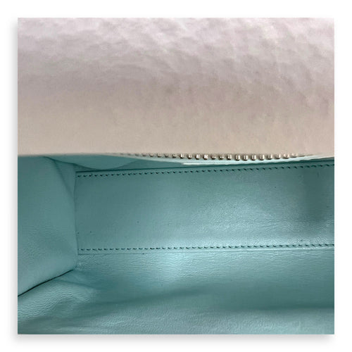 Lady Dior Top Handle Bag Mini White in Calfskin, Silver hardware