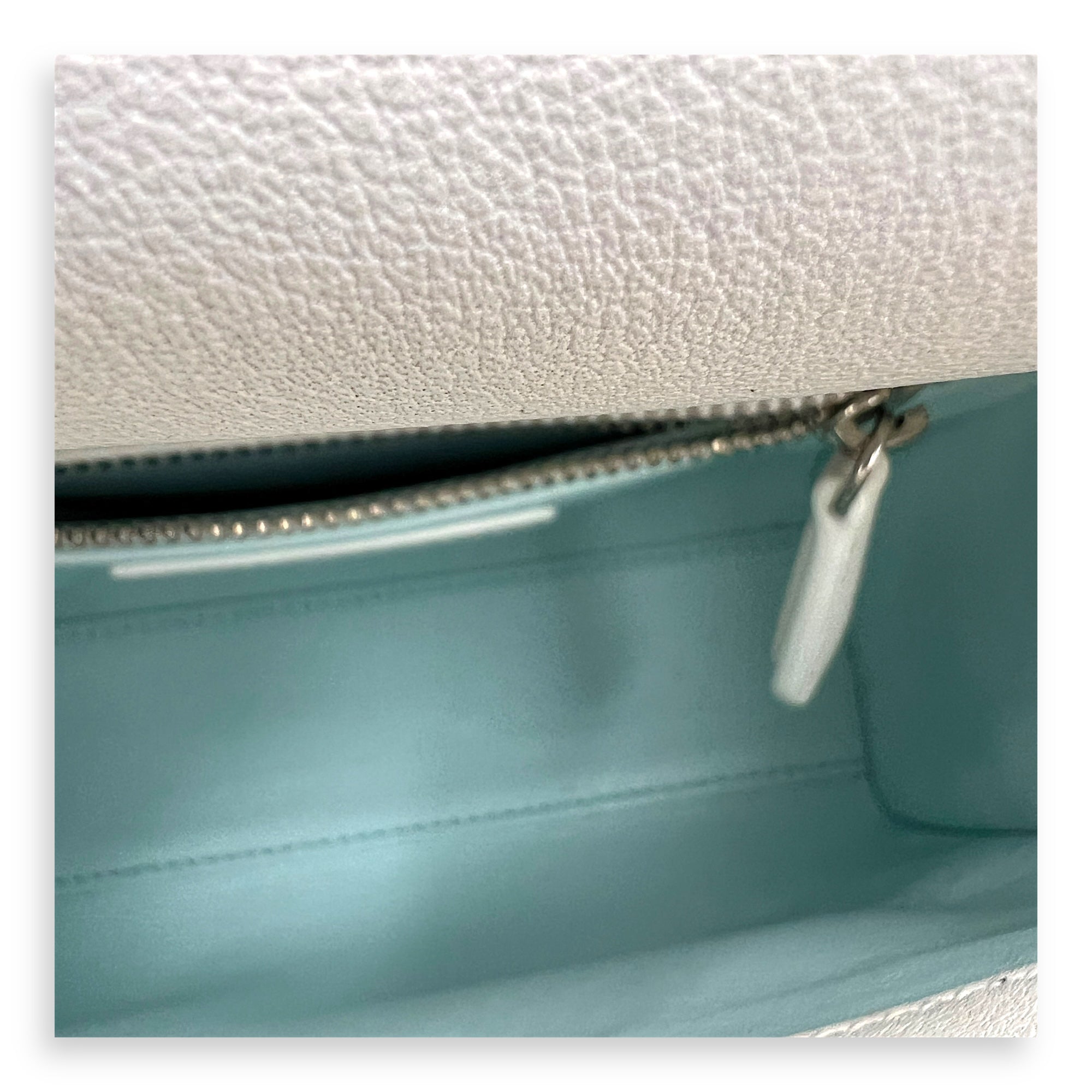 Lady Dior Top Handle Bag Mini White in Calfskin, Silver hardware