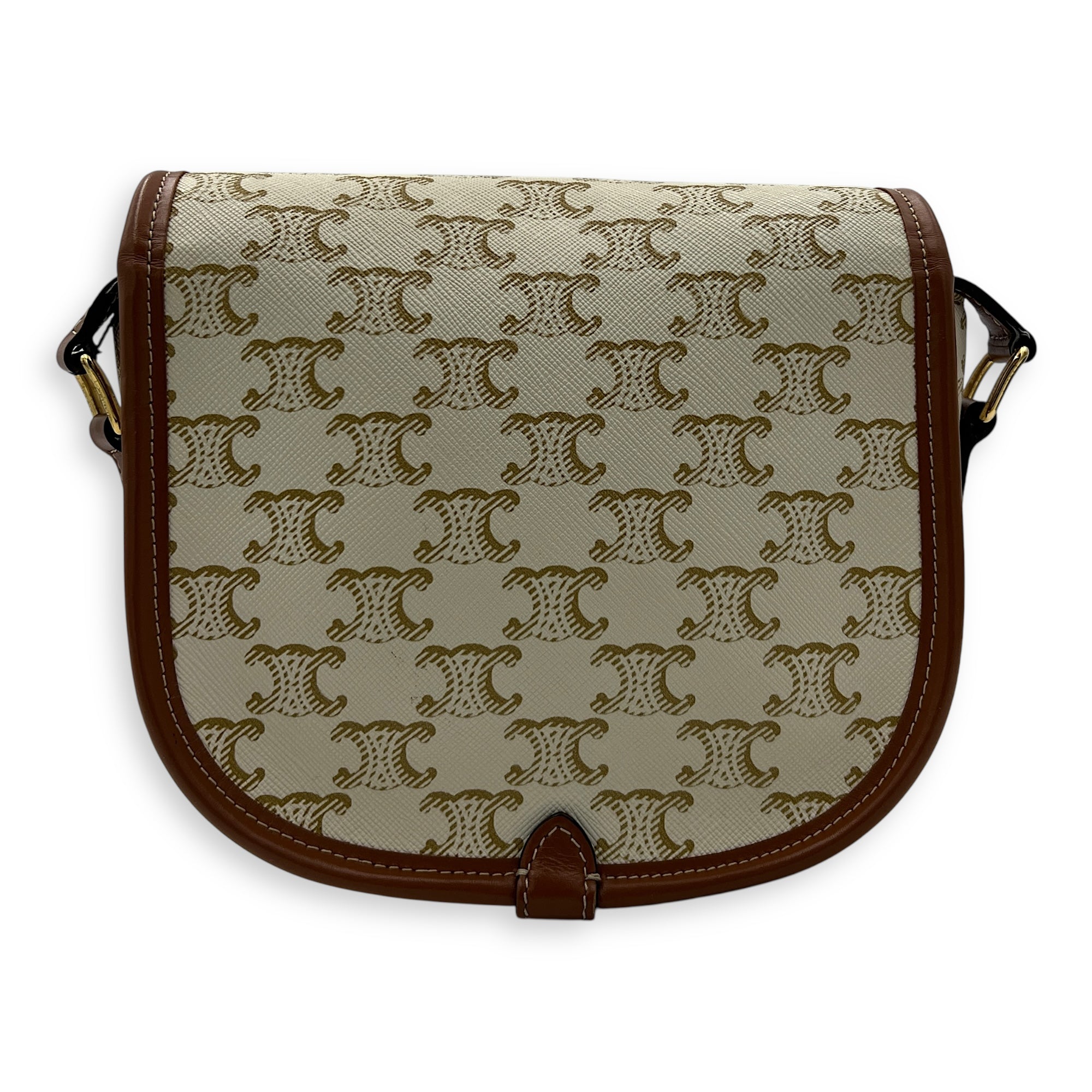 Folco Shoulder Bag White in Coated Canvas, Gold hardware