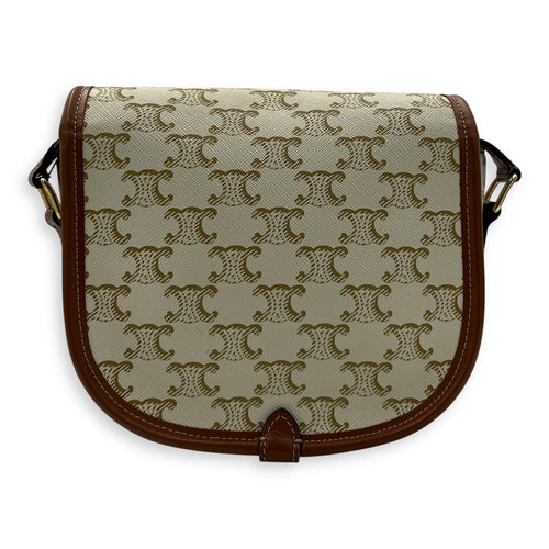 Folco Shoulder Bag White in Coated Canvas, Gold hardware