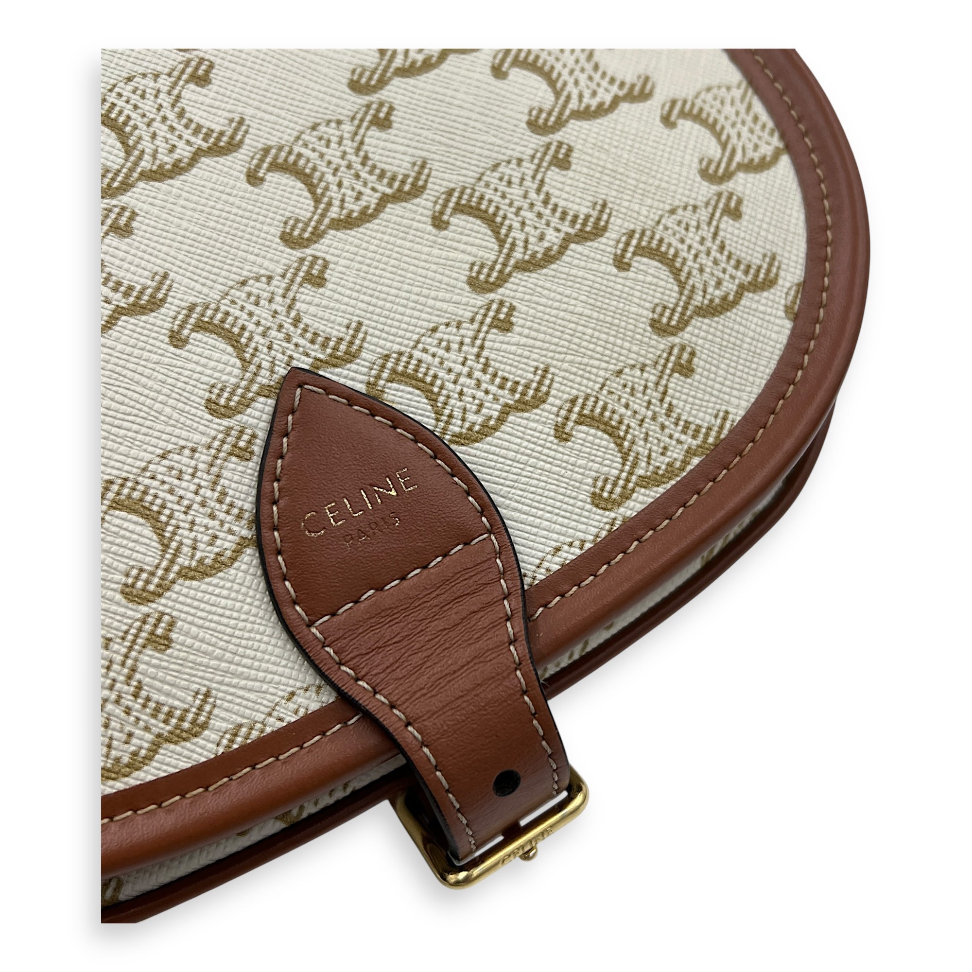 Folco Shoulder Bag White in Coated Canvas, Gold hardware