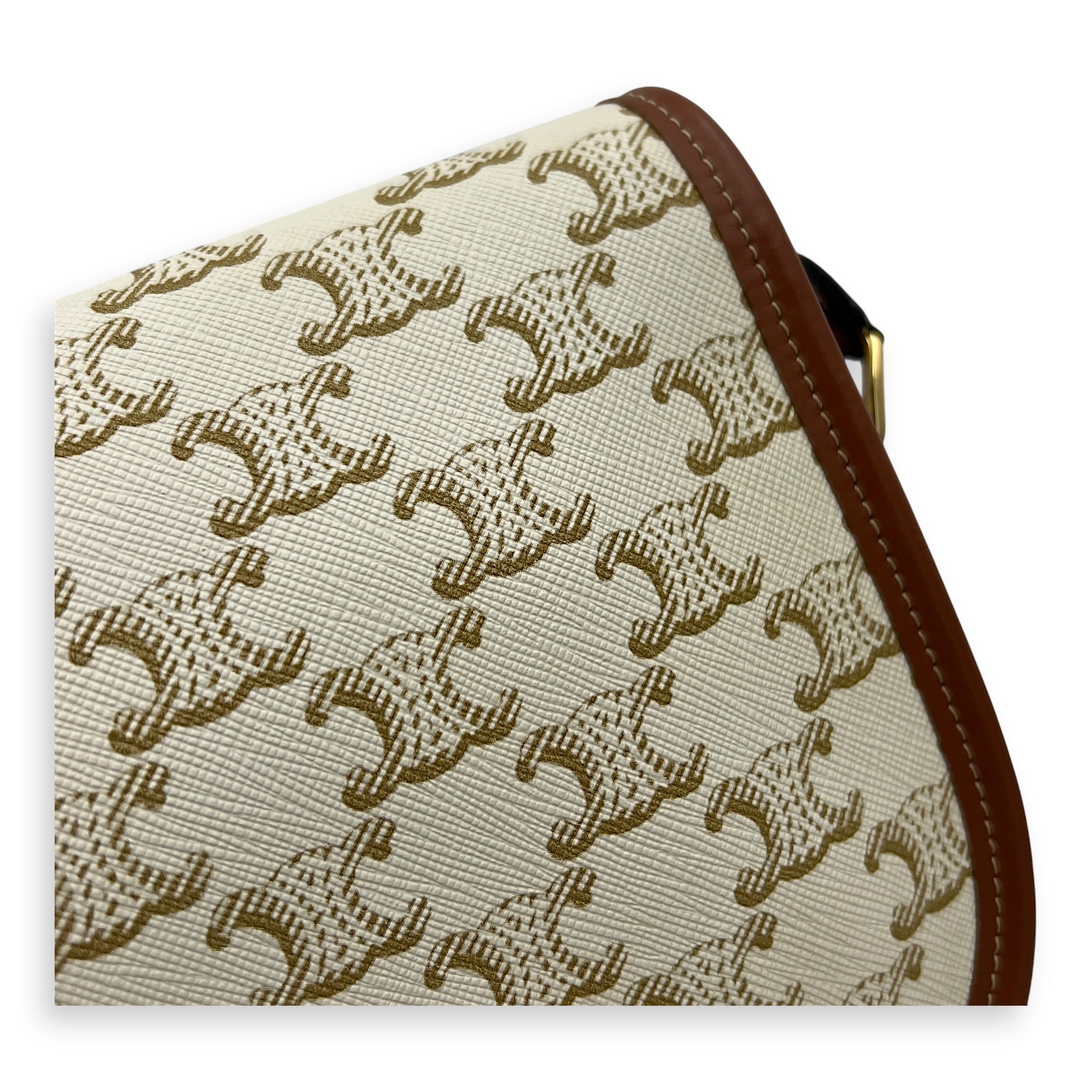 Folco Shoulder Bag White in Coated Canvas, Gold hardware
