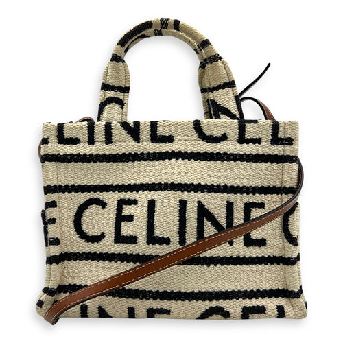 Cabas Tote Bag White in Canvas, Gold hardware