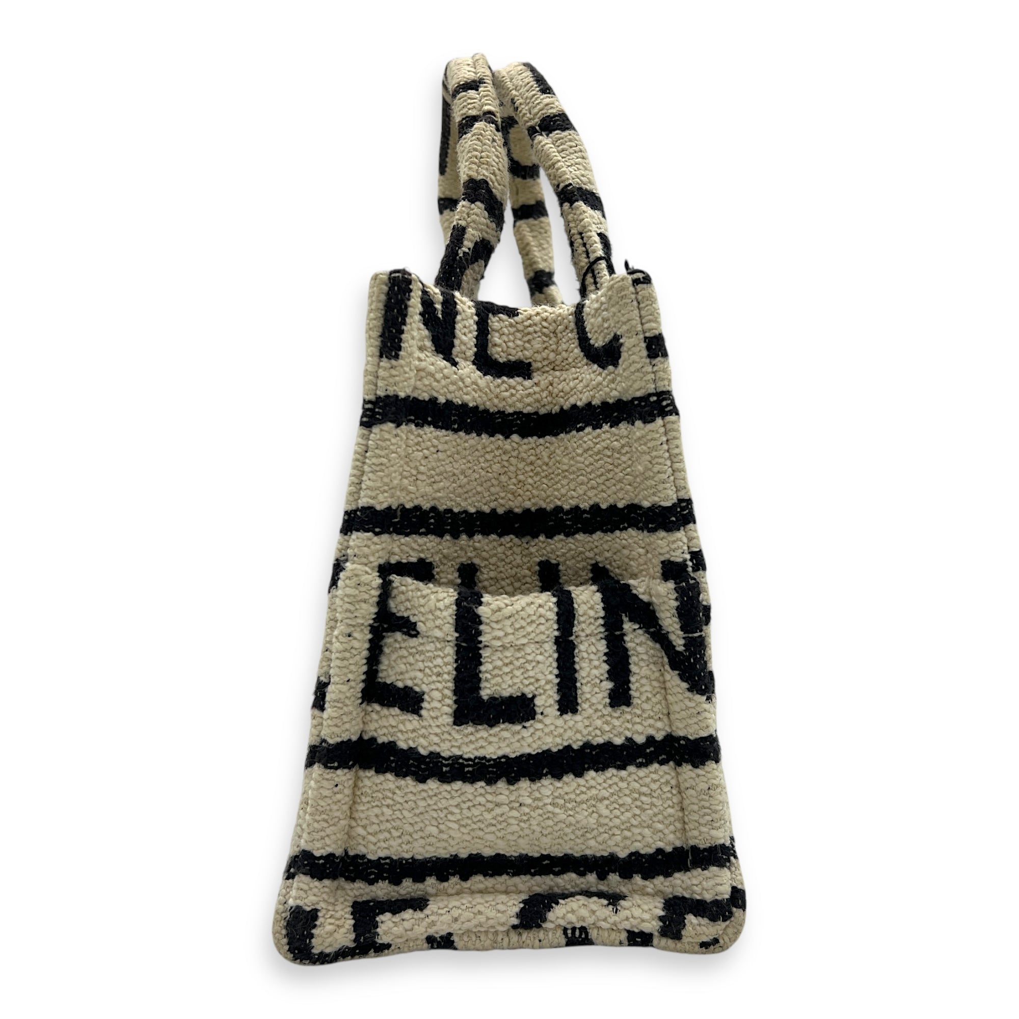 Cabas Tote Bag White in Canvas, Gold hardware