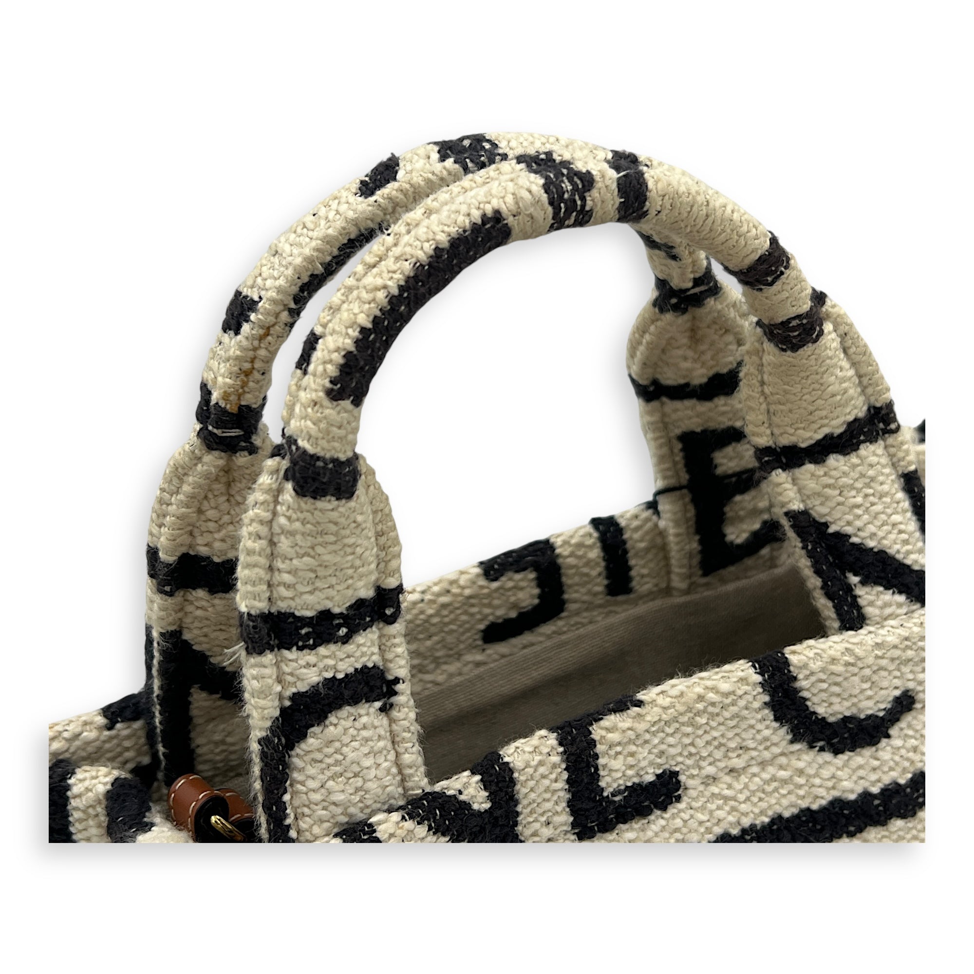 Cabas Tote Bag White in Canvas, Gold hardware