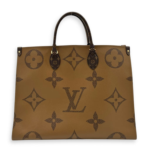 OnTheGo Tote Bag GM Brown in Monogram Coated Canvas, Gold hardware