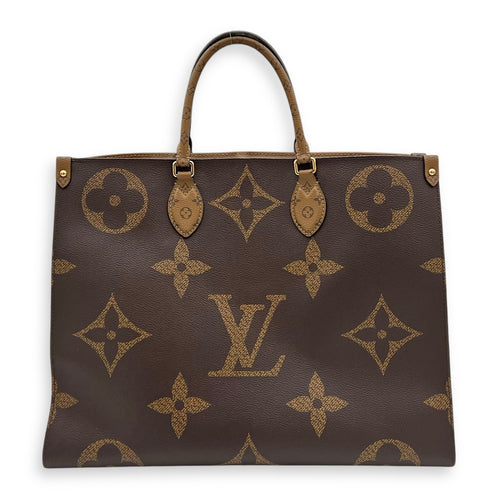 OnTheGo Tote Bag GM Brown in Monogram Coated Canvas, Gold hardware