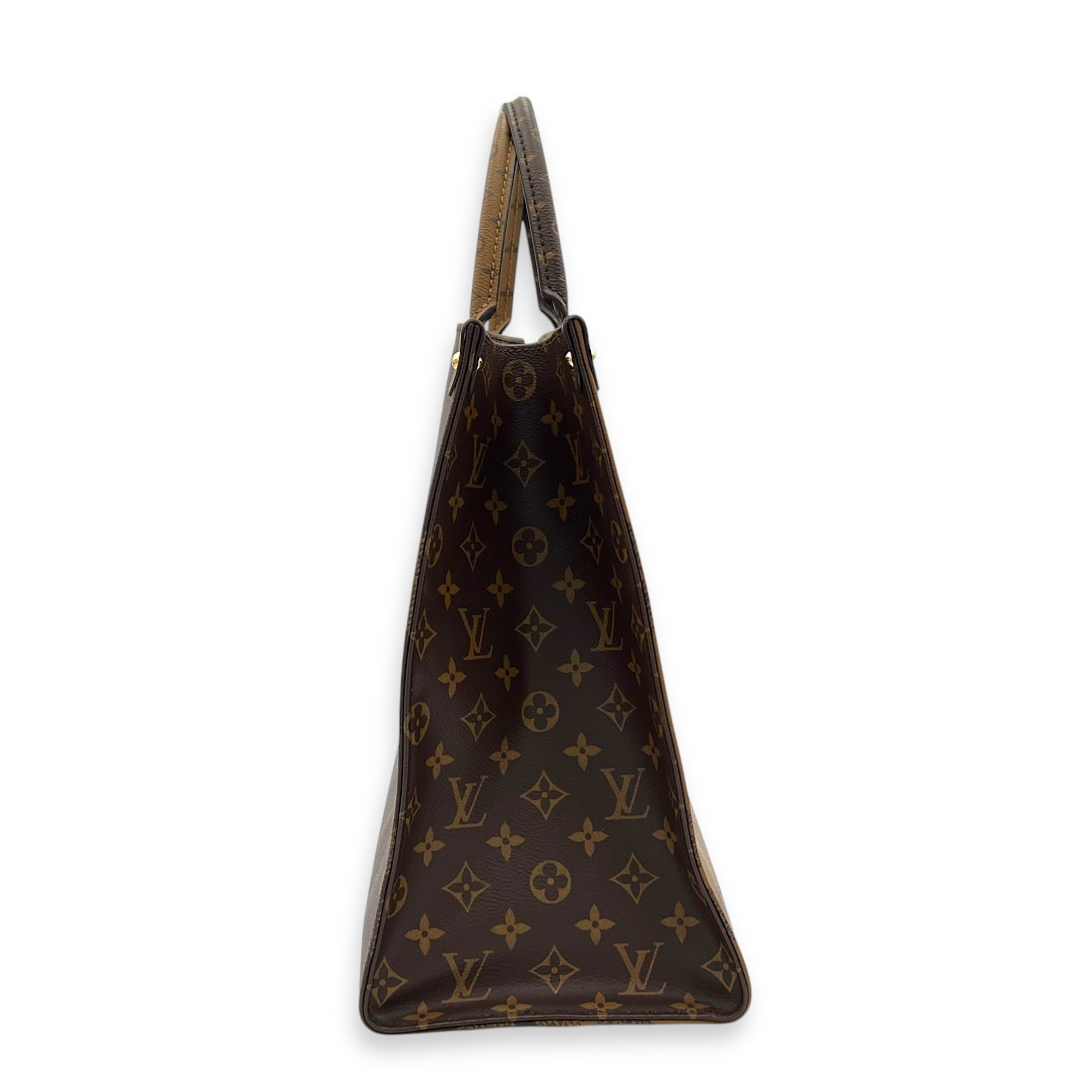 OnTheGo Tote Bag GM Brown in Monogram Coated Canvas, Gold hardware