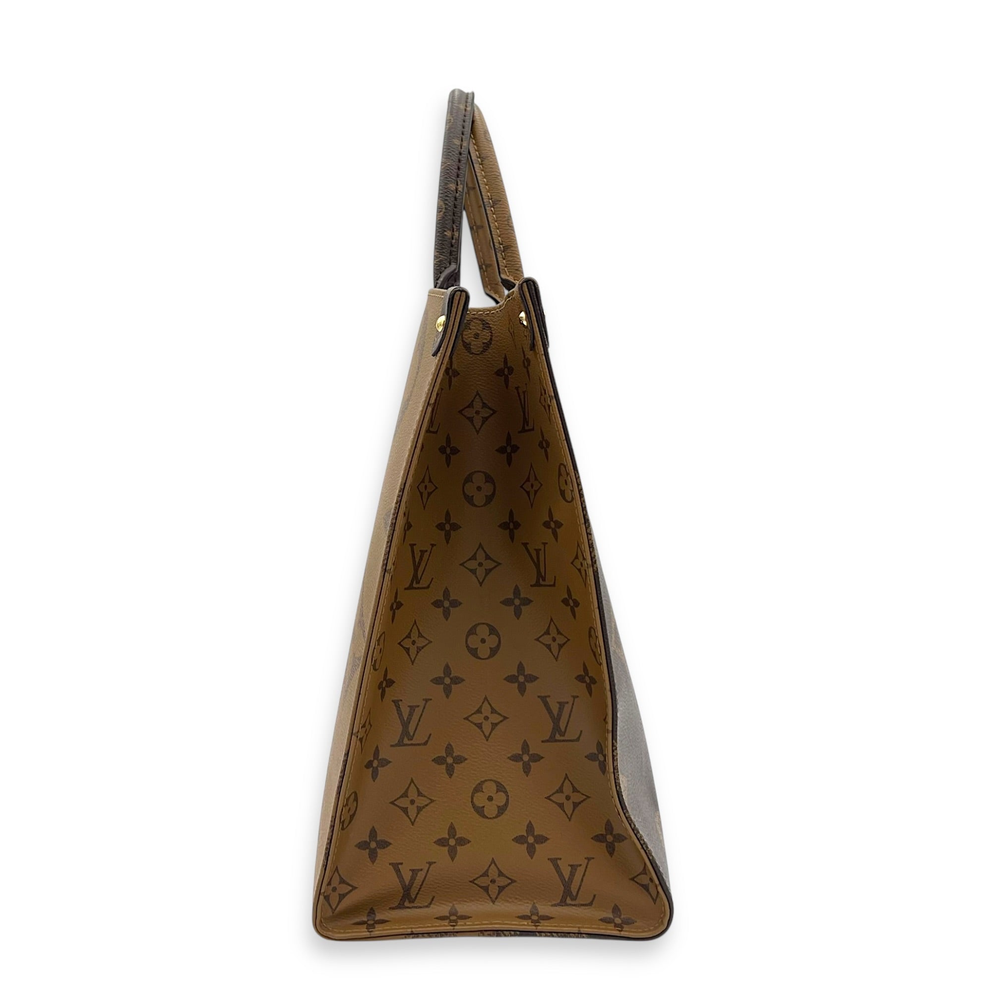 OnTheGo Tote Bag GM Brown in Monogram Coated Canvas, Gold hardware