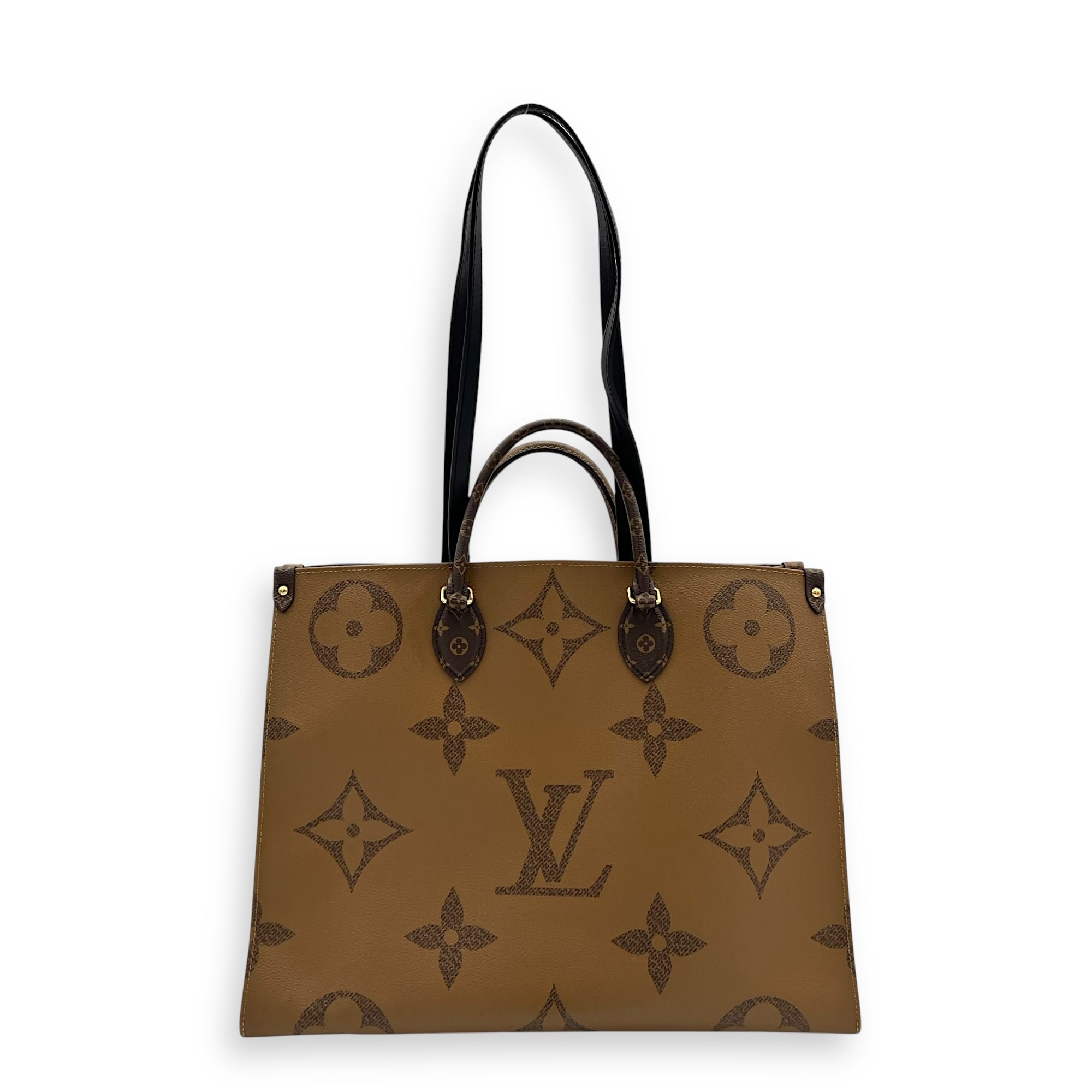 OnTheGo Tote Bag GM Brown in Monogram Coated Canvas, Gold hardware