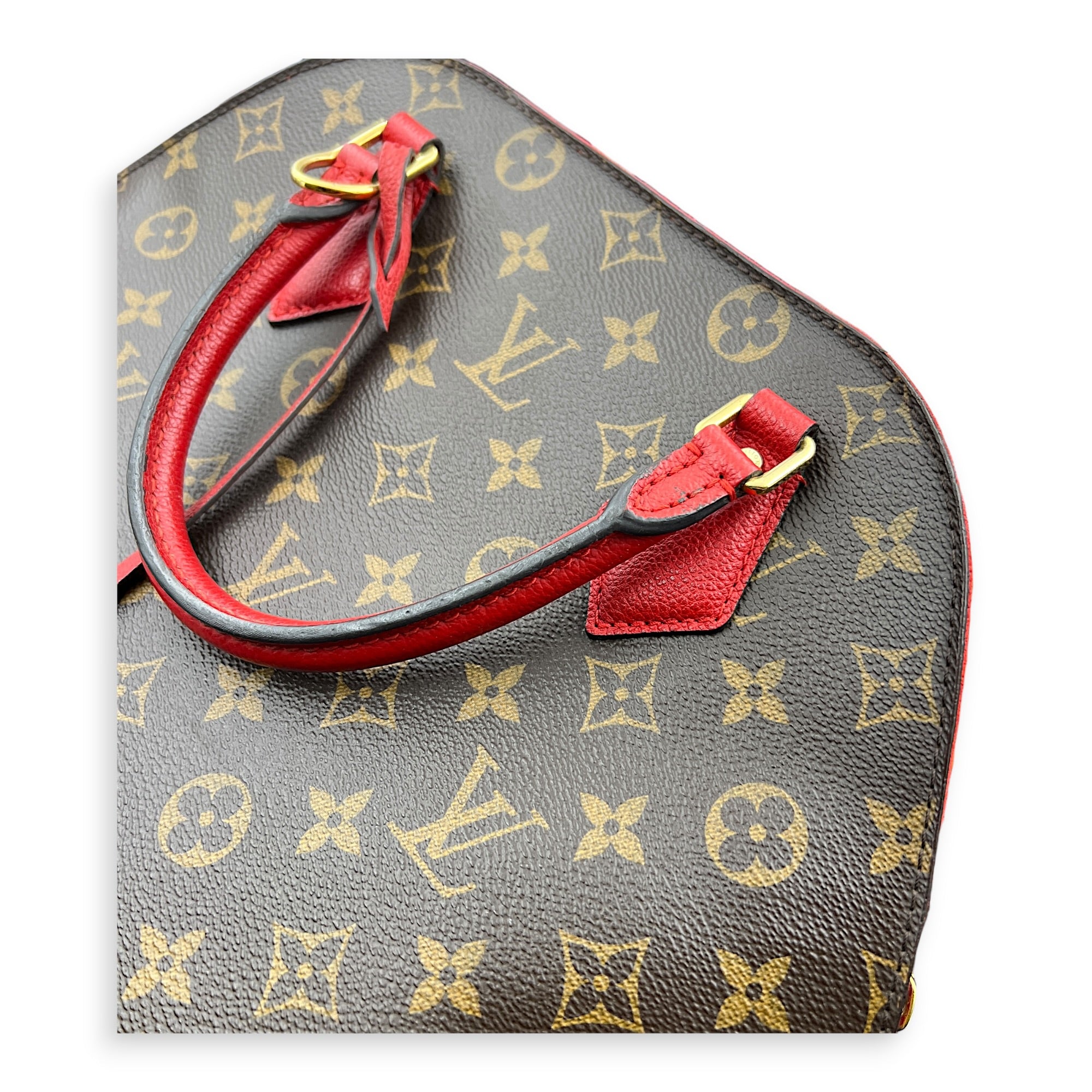 Alma Top Handle Bag B'N'B Brown in Monogram Coated Canvas, Gold hardware