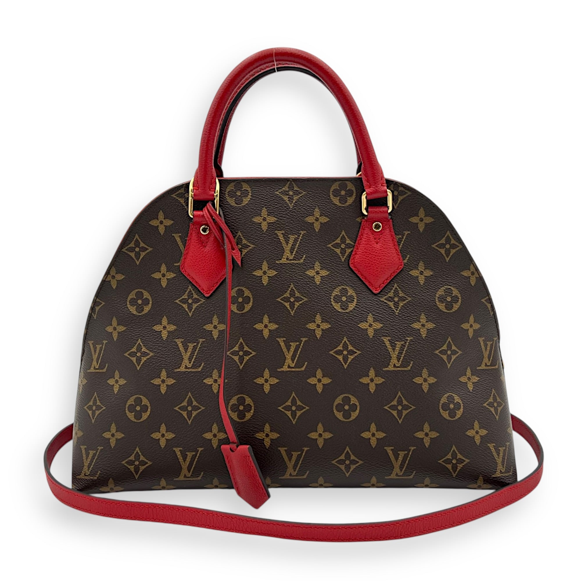 Alma Top Handle Bag B'N'B Brown in Monogram Coated Canvas, Gold hardware