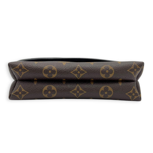 Pochette Kabuki Mask Chain Shoulder Bag Brown in Monogram Coated Canvas, Silver hardware
