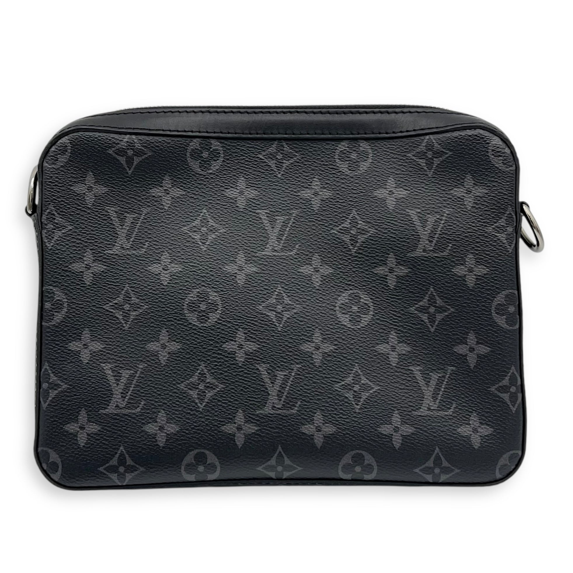 Trio Messenger Black in Monogram Coated Canvas, Silver hardware