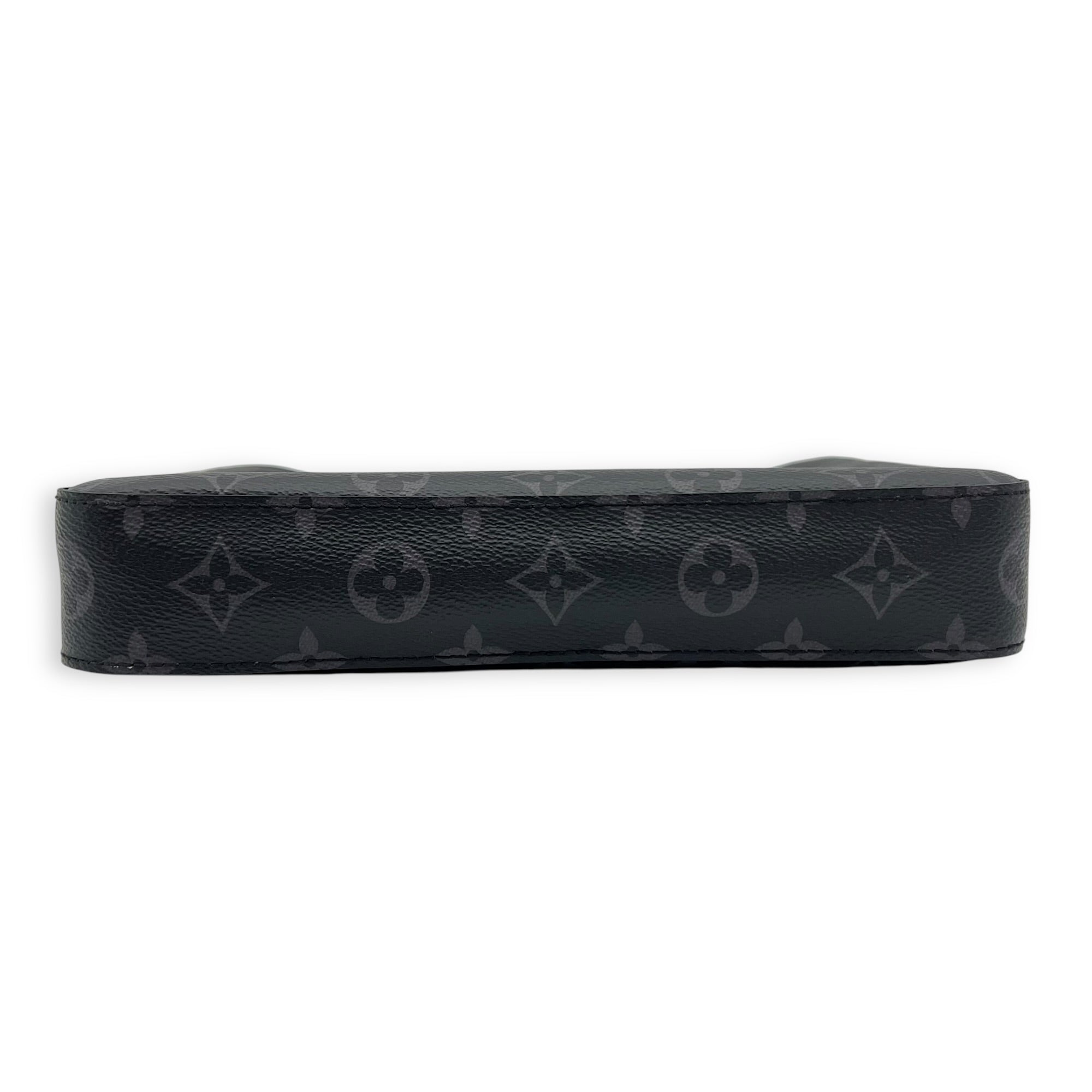 Trio Messenger Black in Monogram Coated Canvas, Silver hardware