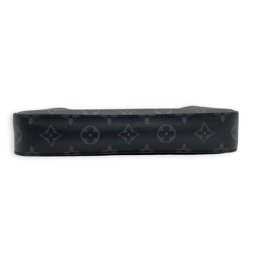 Trio Messenger Black in Monogram Coated Canvas, Silver hardware