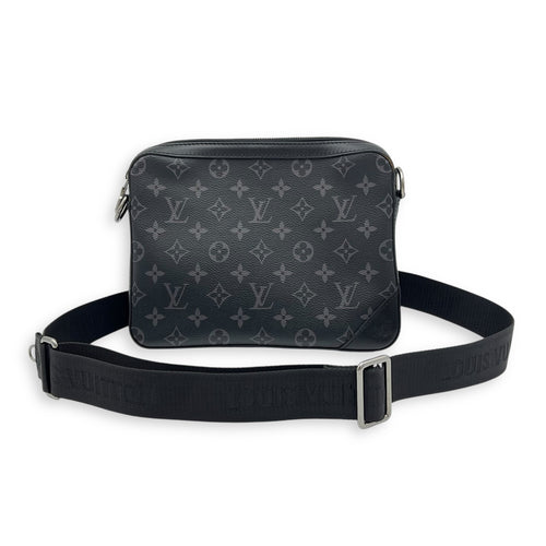 Trio Messenger Black in Monogram Coated Canvas, Silver hardware